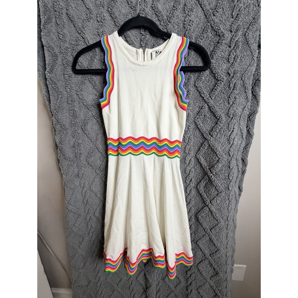 Milly Minis - Fit & Flare Skater Dress with Rainbow Embroidered Details, Size 12